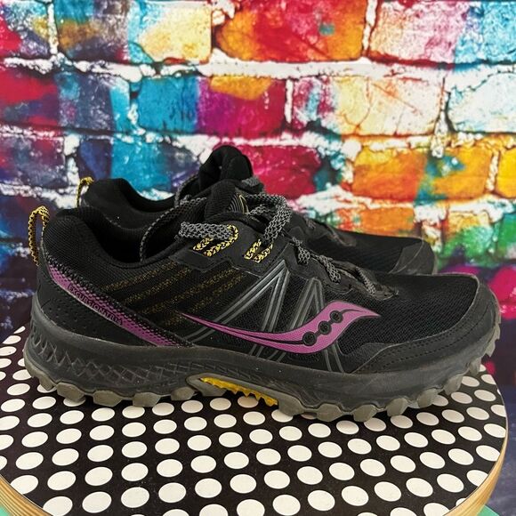Saucony Excursion TR 14 Black/Purple Trail Running Shoes Women's Size 10 S10586- - Picture 1 of 8